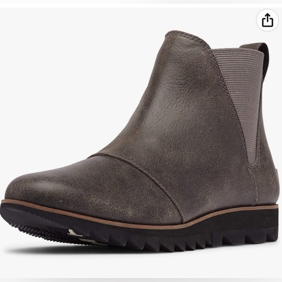 COPY - SOREL Harlow Chelsea Rain Boot Waterproof Leather Ankle Booties in gray … - Picture 3 of 12